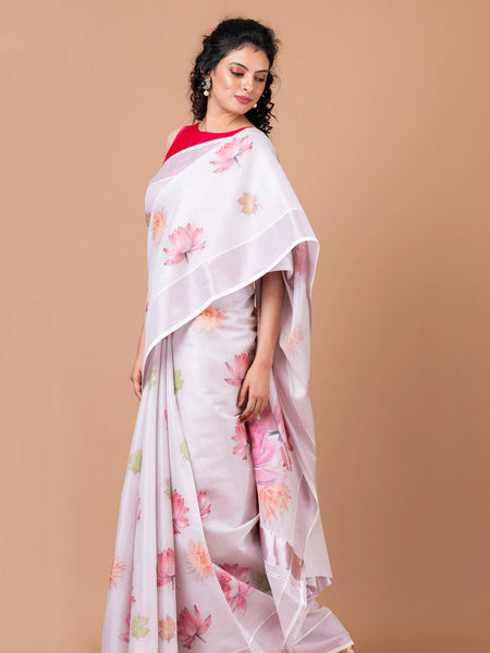 Verdant vignette White Kasavu Saree Traditional Kerala Style Ethnic Wear for Women