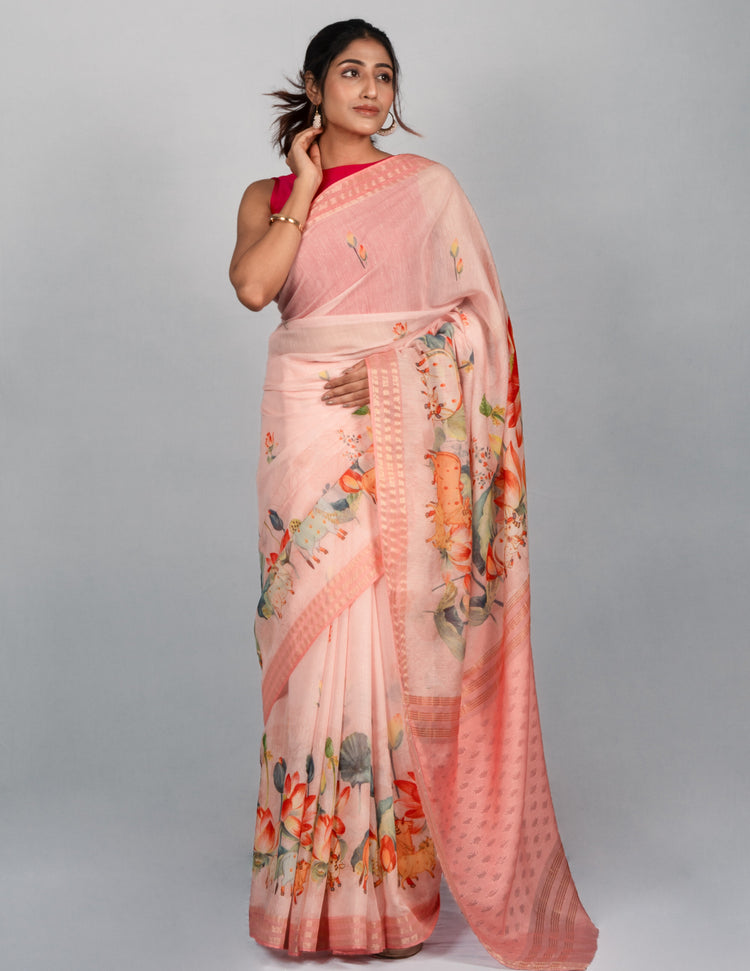 The Peach Blossom Saree