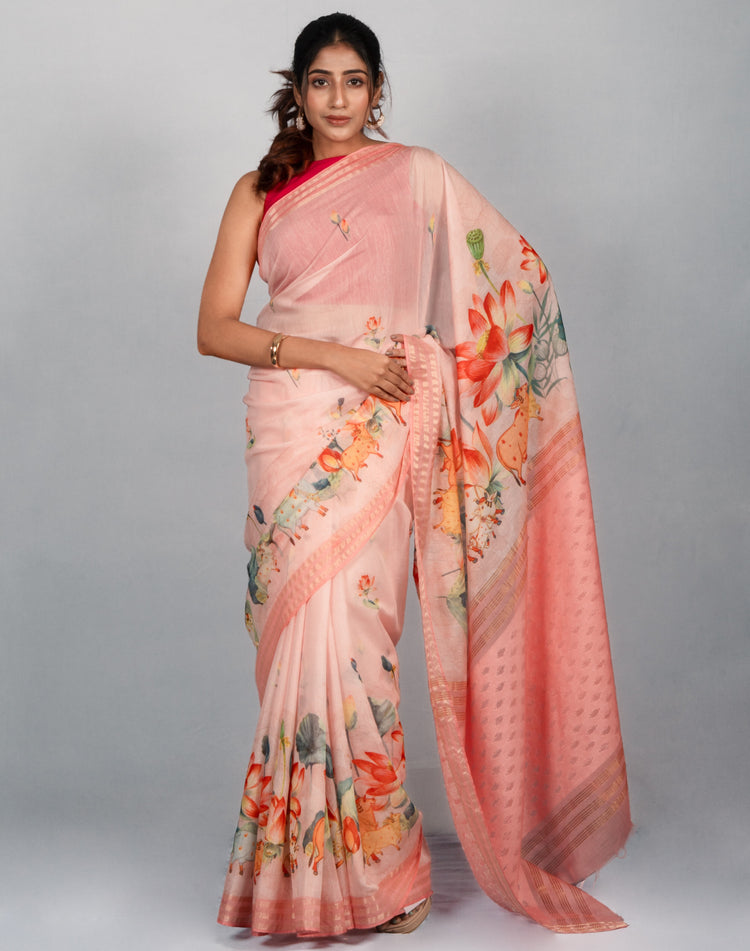 The Peach Blossom Saree