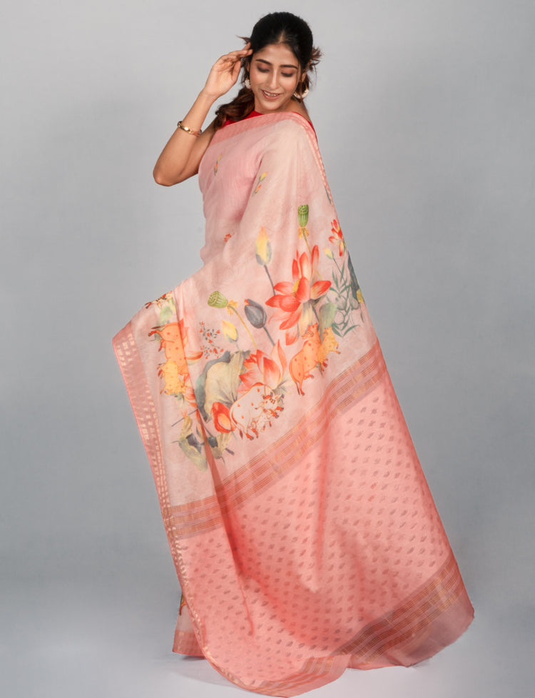 The Peach Blossom Saree