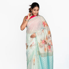 The Seafoam Serenity Saree