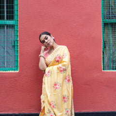 Floral Opus - Floral Yellow Saree