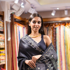 Handcrafted Black Tussar Saree