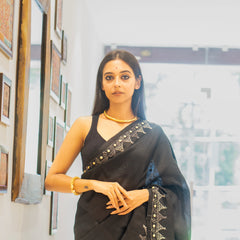 Handcrafted Black Tussar Saree