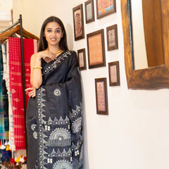 Handcrafted Black Tussar Saree