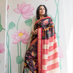Tamira Premium Black Tussar Silk Saree with Rich Handwoven Texture & Natural Elegance