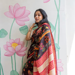 Tamira Premium Black Tussar Silk Saree with Rich Handwoven Texture & Natural Elegance