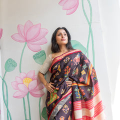 Tamira Premium Black Tussar Silk Saree with Rich Handwoven Texture & Natural Elegance