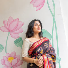 Tamira Premium Black Tussar Silk Saree with Rich Handwoven Texture & Natural Elegance