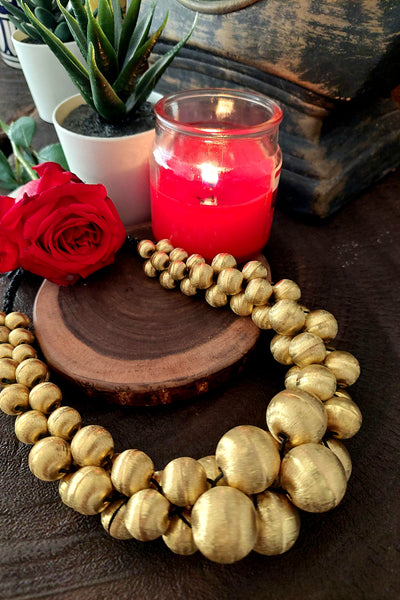 Beaded Neckpiece in gold finish