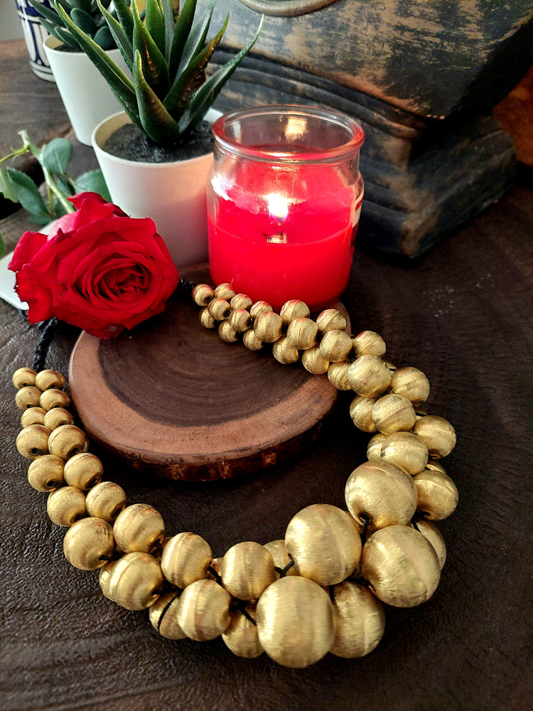 Beaded Neckpiece in gold finish