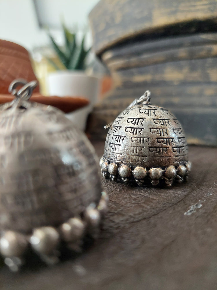 Silver antique jhumka