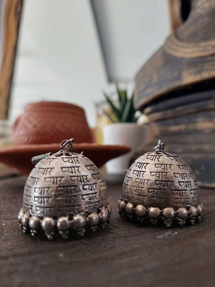 Silver antique jhumka